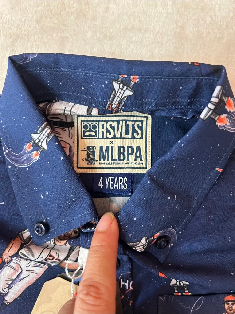 RSVLTS Navy Astronaut & Baseball Short-Sleeve Button-Down Shirt